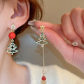 Light Luxury Alloy Rhinestone Snowflake Christmas Tree Pearl Tassel Drop Earrings view 2