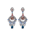Vintage Alloy Rhinestone Fan Shaped Teardrop Drop Earrings Palace Style Jewelry view 5
