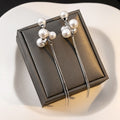 Elegant French Pearl Cluster Long Tassel Drop With Silver Alloy Chain Fringe Women's Earrings view 1