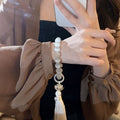 Cat Eye Stone Lotus Flower Tassel Beaded Bracelet New Chinese Retro Style Jewelry view 4