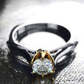 Classic Two Tone Square Six Prong Ring With Eight Hearts Arrows Starburst Stone For Wedding Engagement view 2