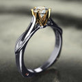 Classic Two Tone Square Six Prong Ring With Eight Hearts Arrows Starburst Stone For Wedding Engagement view 1