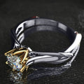 Classic Two Tone Square Six Prong Ring With Eight Hearts Arrows Starburst Stone For Wedding Engagement view 3