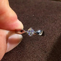 Classic Two Tone Square Six Prong Ring With Eight Hearts Arrows Starburst Stone For Wedding Engagement view 4