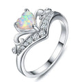 Heart Ring For Women, Korean Japanese Light Luxury Flower Band With Faux Opal Princess Style Jewelry view 4