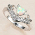 Heart Ring For Women, Korean Japanese Light Luxury Flower Band With Faux Opal Princess Style Jewelry view 1