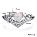 Heart Ring For Women, Korean Japanese Light Luxury Flower Band With Faux Opal Princess Style Jewelry view 5