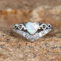 Heart Ring For Women, Korean Japanese Light Luxury Flower Band With Faux Opal Princess Style Jewelry view 2