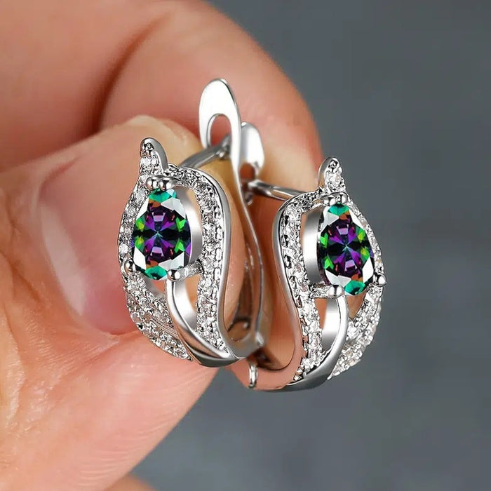 European Floral Ear Cuff Earrings With Twisted Wrap Teardrop Leaf Seaweed Design