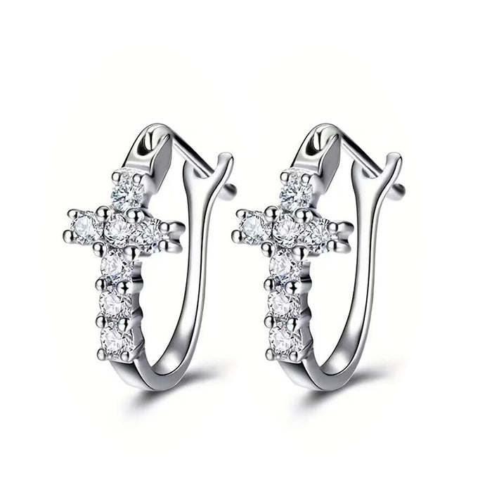 Classic Princess Square Stud Earrings, European Fashion Zircon Inlaid Ear Clip Jewelry