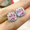 American Style Square Sugar Cube Stud Earrings For Women, French Luxury Princess Ear Jewelry view 2