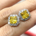 American Style Square Sugar Cube Stud Earrings For Women, French Luxury Princess Ear Jewelry view 4