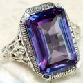 Vintage Pattern Ring With Beveled Rectangular Inlay, New Princess Finger Jewelry For Women view 2