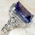 Vintage Pattern Ring With Beveled Rectangular Inlay, New Princess Finger Jewelry For Women view 1