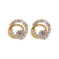 Gold Plated Zircon Hollow Circle Hoop Earrings With Silver Posts In Light Luxury Style view 5