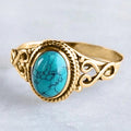 Vintage Imitation Turquoise Hollow Ring European Trendy Niche Pattern Index Finger Jewelry view 4