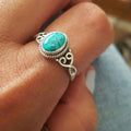 Vintage Imitation Turquoise Hollow Ring European Trendy Niche Pattern Index Finger Jewelry view 1