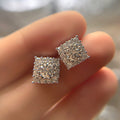 Korean Square Sparkle Earrings For Women, Fashion Rhombus And Round Geometric Everyday Ear Jewelry view 2