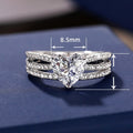 Fashion Sparkling Four Prong Heart Line Womens Ring Style Trendy Finger Jewelry view 5