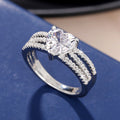 Fashion Sparkling Four Prong Heart Line Womens Ring Style Trendy Finger Jewelry view 4