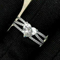 Fashion Sparkling Four Prong Heart Line Womens Ring Style Trendy Finger Jewelry view 2
