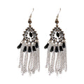Ethnic Vintage Teardrop Artificial Crystal Tassel Chain Drop Earrings For Women view 5