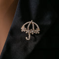 Creative Rhinestone Umbrella Flower Brooch With Geometric Hollow Design Luxury Fashion Accessory view 3