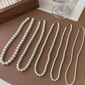 Korean Style Pearl Geometric Alloy Necklace, French Vintage Elegant Clavicle Jewelry view 1