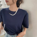 Korean Style Pearl Geometric Alloy Necklace, French Vintage Elegant Clavicle Jewelry view 4