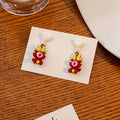 Cute Dragon Year Heart Stud Cat Eye Enamel Alloy Contrast Color Cartoon Heart Dangle Earrings view 3