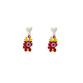 Cute Dragon Year Heart Stud Cat Eye Enamel Alloy Contrast Color Cartoon Heart Dangle Earrings view 5