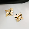 Elegant Irregular Wavy Square Alloy Studs, Concave Convex Geometric Metal Texture Fashion Earrings view 4