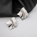 Elegant Irregular Wavy Square Alloy Studs, Concave Convex Geometric Metal Texture Fashion Earrings view 2