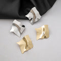 Elegant Irregular Wavy Square Alloy Studs, Concave Convex Geometric Metal Texture Fashion Earrings view 1