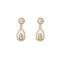 Vintage French Pearl Teardrop Dangle Earrings Luxury Alloy Rhinestone Hollow Water Drop Elegant Stud Earrings view 5