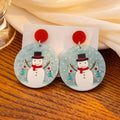 Cute Christmas Acrylic Cartoon Snowman Reindeer Bell Festive Statement Drop Dangle Earrings view 4