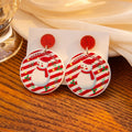 Cute Christmas Acrylic Cartoon Snowman Reindeer Bell Festive Statement Drop Dangle Earrings view 2