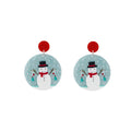 Cute Christmas Acrylic Cartoon Snowman Reindeer Bell Festive Statement Drop Dangle Earrings view 5