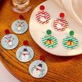 Cute Christmas Acrylic Cartoon Snowman Reindeer Bell Festive Statement Drop Dangle Earrings view 1
