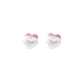 Elegant Double Sided Enamel Heart Studs With Pearl Heart Charm Sweet Contrast Alloy Women Earrings view 5