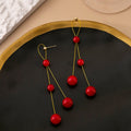 Elegant Long Tassel Faux Pearl Drop Earrings With Gold Silver Wire Minimalist Fashion Women Earrings view 2