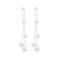 Elegant Long Tassel Faux Pearl Drop Earrings With Gold Silver Wire Minimalist Fashion Women Earrings view 5