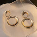 Vintage Luxury Textured Gold Alloy Striped Large Small Double Circle Hoop Statement Drop Earrings view 3