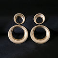 Vintage Luxury Textured Gold Alloy Striped Large Small Double Circle Hoop Statement Drop Earrings view 4