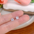 Elegant Minimalist Square And Round Super Sparkle Zircon Studs For Women, Dainty Sweet Design Earrings view 3