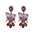 Faux Crystal Butterfly Tassel Drop Earrings, Statement Korean Vintage Light Luxury Ear Jewelry view 5