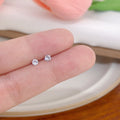 Elegant Minimalist Tiny Colorful Zircon Round Studs, Geometric Sweet Luxury Women's Fashion Earrings view 3