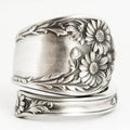 Dark Vintage Daisy Flower Open Ring For Women, Statement Adjustable Floral Fashion Finger Jewelry view 1