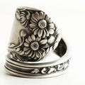 Dark Vintage Daisy Flower Open Ring For Women, Statement Adjustable Floral Fashion Finger Jewelry view 2
