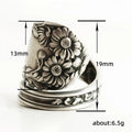 Dark Vintage Daisy Flower Open Ring For Women, Statement Adjustable Floral Fashion Finger Jewelry view 5